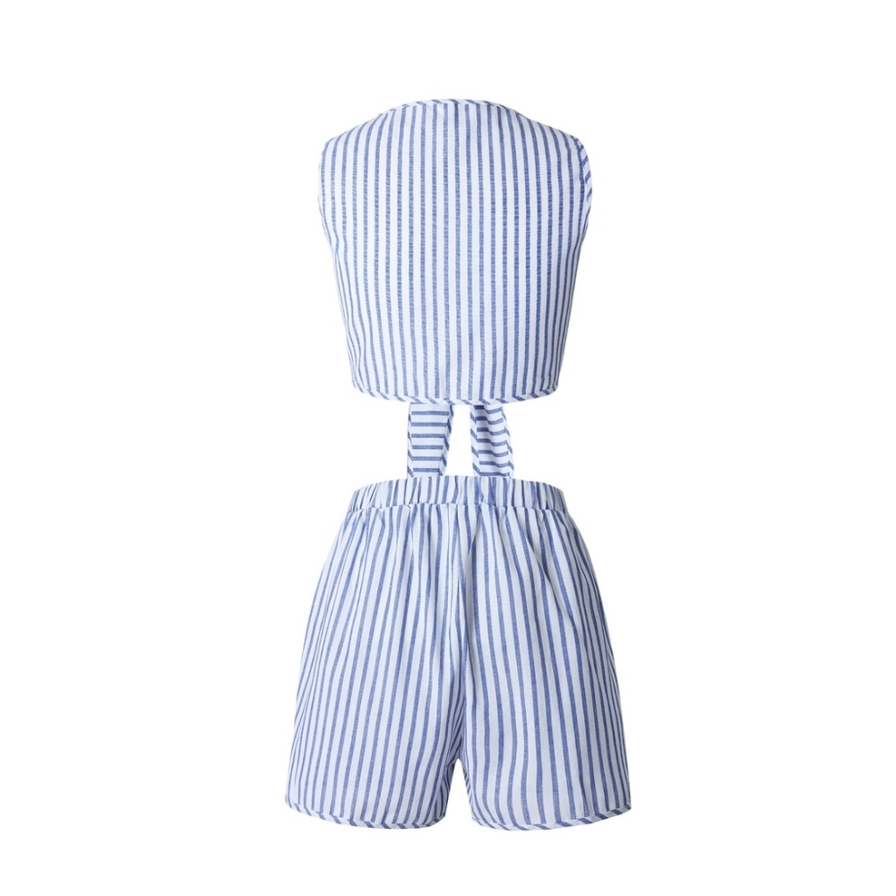 💫HP NWT Blue Stripe Tank top with Shorts - Picture 3 of 3